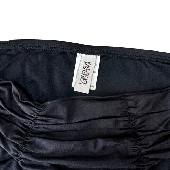 NWT Badgley Mischka Bikini Bottom SZ. 8 Black Ruching Solid Low Rise Minimalist - Picture 8 of 12